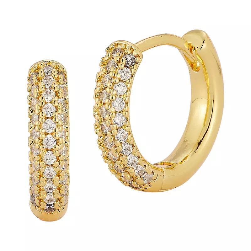 Cubic Zirconia Huggie Hoop Earrings, Womens, Gold Tone Product Image