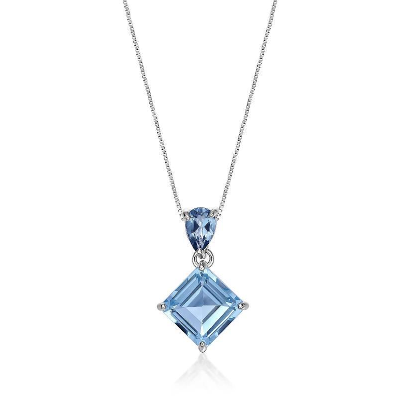 Gemminded Sterling Silver ISQA Blue Topaz & Sapphire Pendant Necklace, Womens Product Image