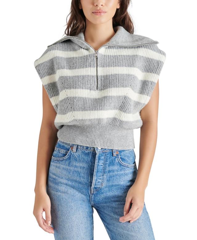 Steve Madden Womens Easton Stripe Cap-Sleeve Sweater Product Image