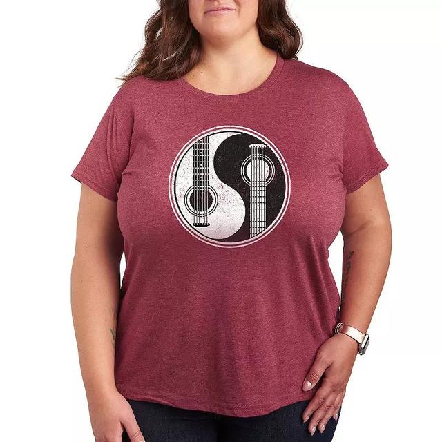 Plus Yin Yang Guitar Graphic Tee, Womens Grey Green Product Image