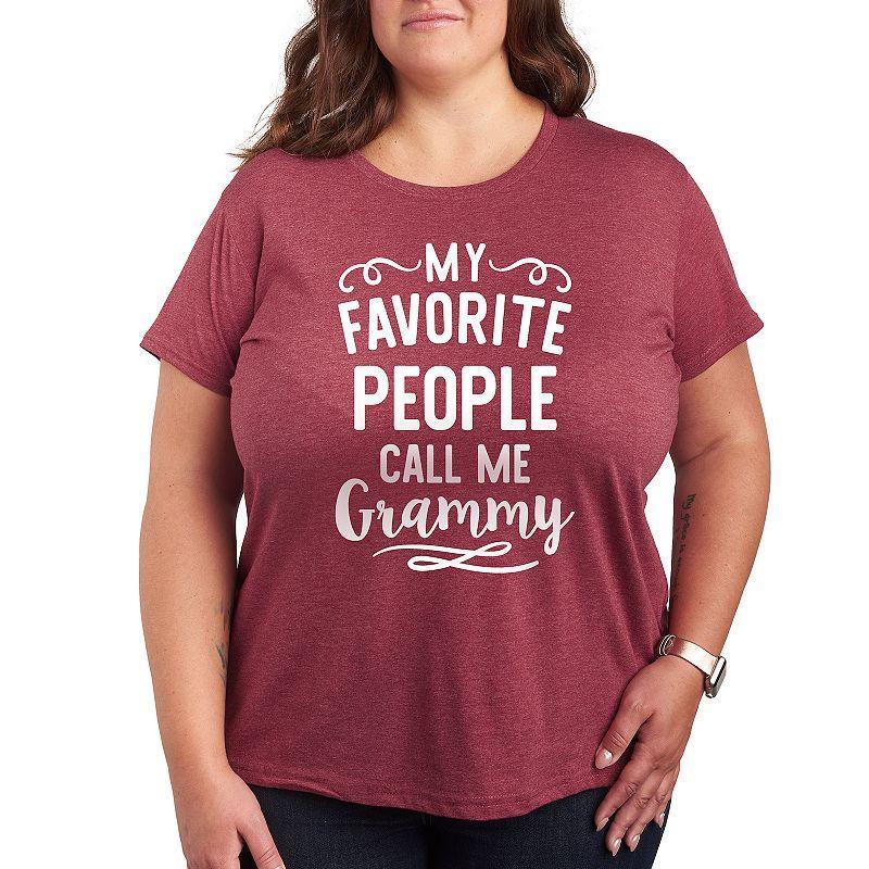 Plus My Favorite People Grammy Graphic Tee, Womens Grey Green Product Image