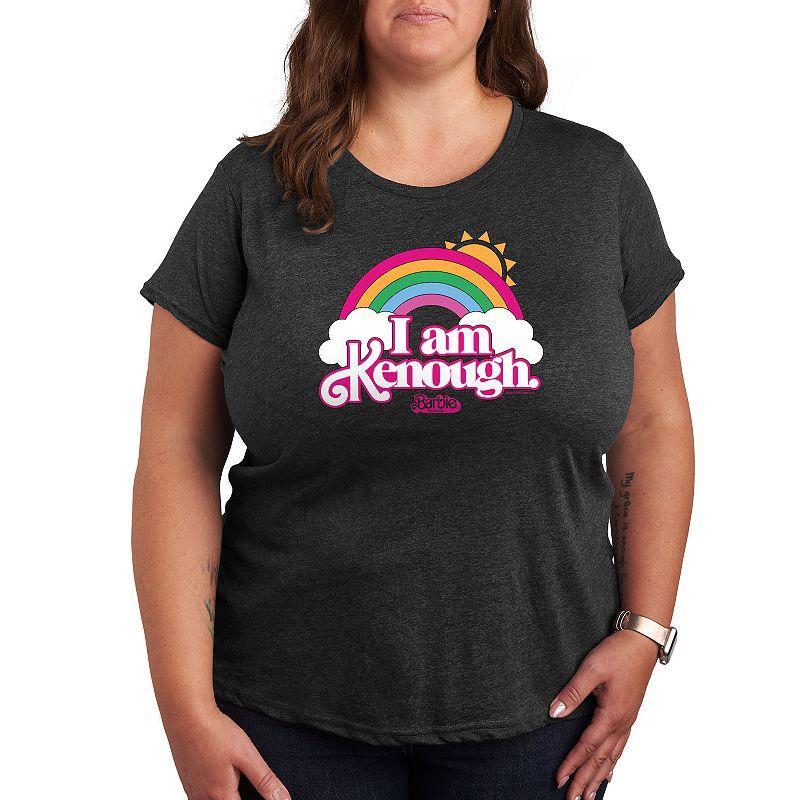 Plus Size Barbie The Movie Kenough Rainbow Graphic Tee, Womens Heather Grey Product Image