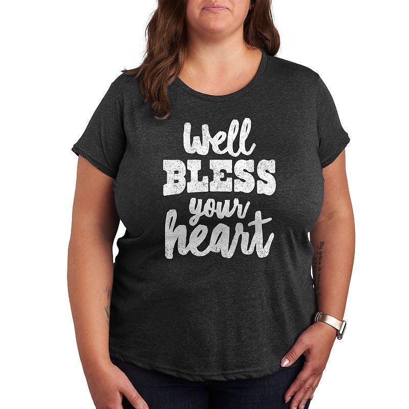 Plus Well Bless Your Heart Graphic Tee, Womens Dark Grey Product Image