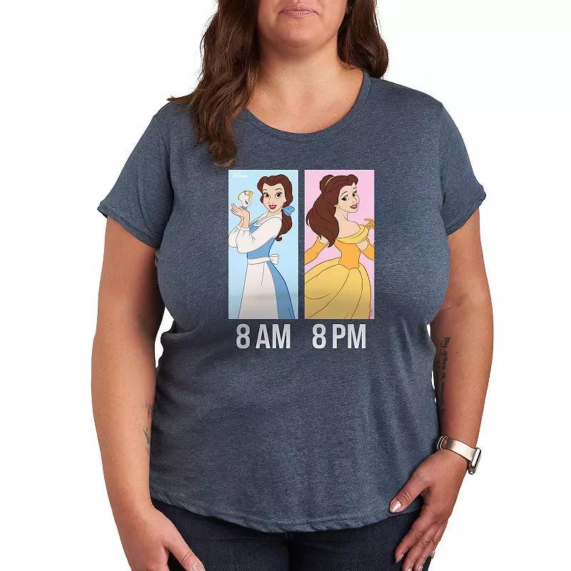 Disney Princess Belle Plus AM to PM Graphic Tee, Womens Grey Gray Product Image