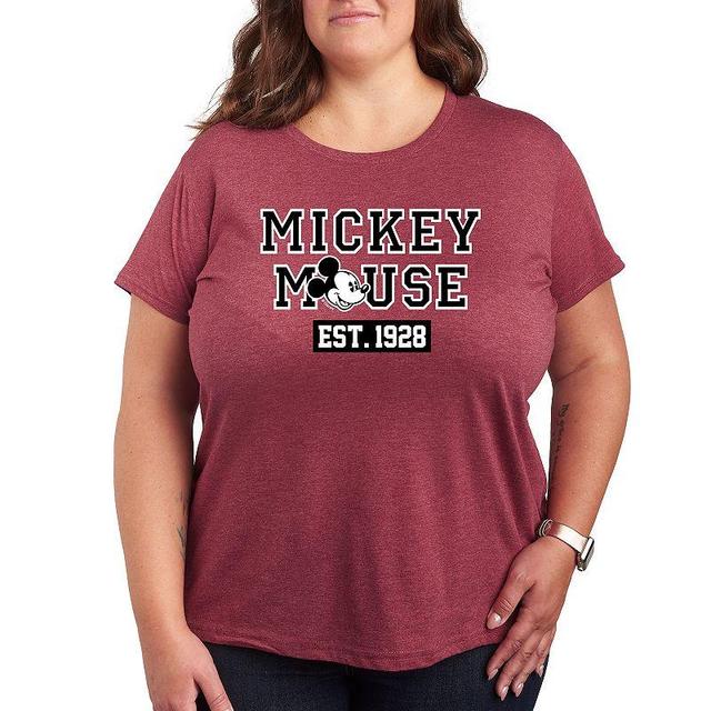 Disneys Mickey Mouse Plus Est. 1928 Graphic Tee, Womens Grey Gray Product Image