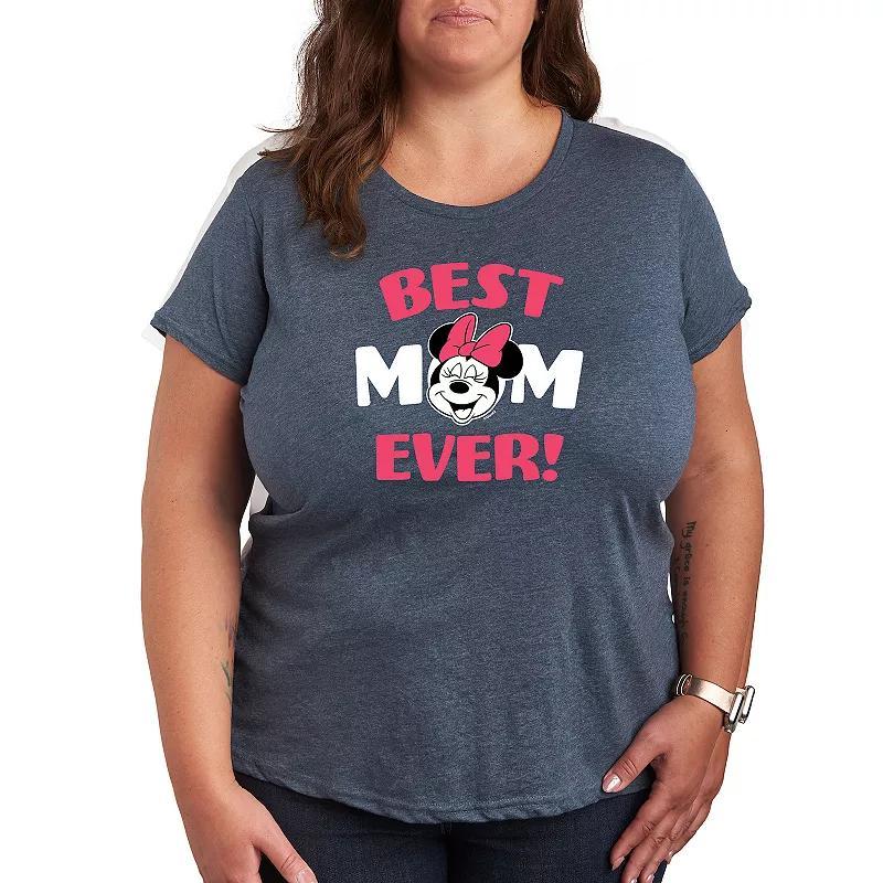 Disneys Minnie Mouse Plus Best Mom Graphic Tee, Womens Heather Grey Product Image