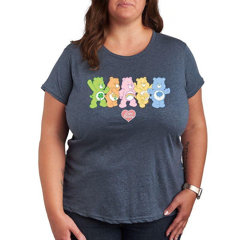 Plus Care Bears Pastel Lineup Graphic Tee, Womens Med Grey Product Image