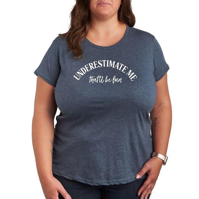 Womens Underestimate Me Graphic Tee, Girls Grey Blue Product Image