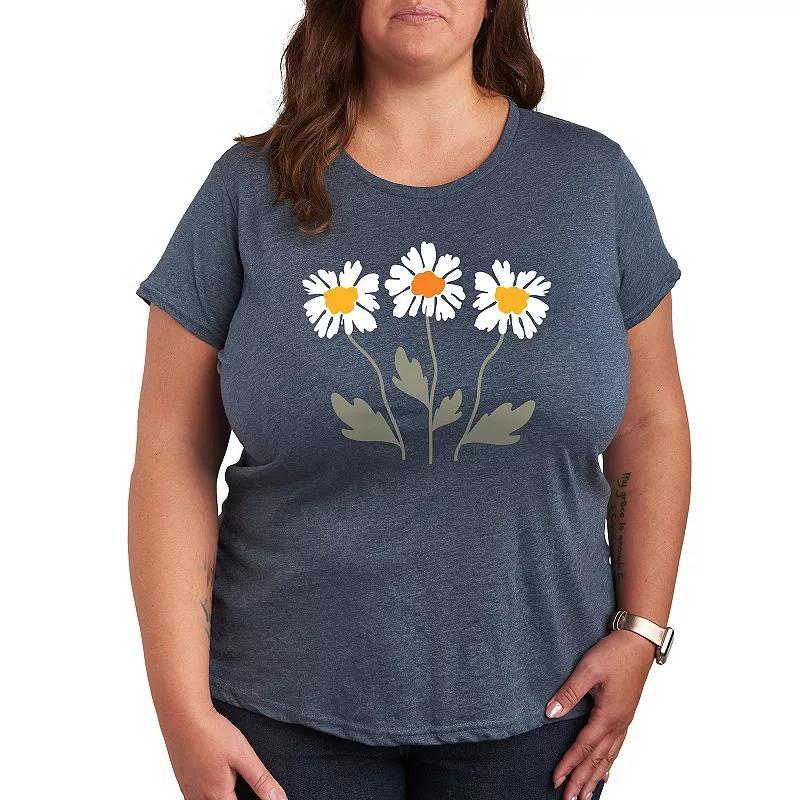 Womens Retro Daisies Graphic Tee Med Blue Product Image