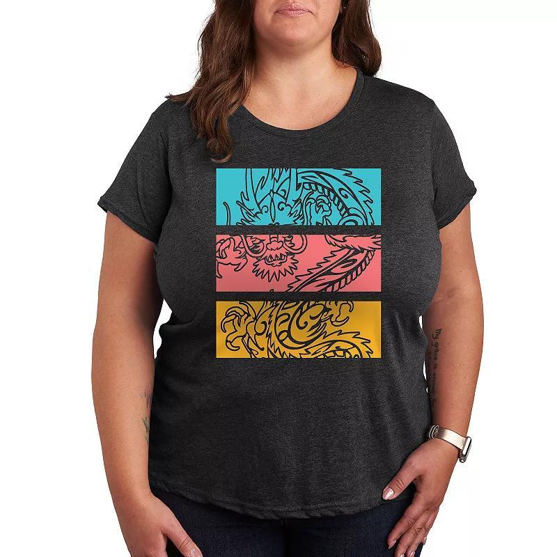 Plus Colorblock Dragon Graphic Tee, Womens Product Image