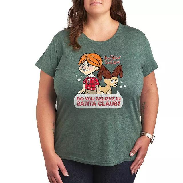 Plus The Year Without Santa Claus Do You Believe In Santa Graphic Tee, Womens Grey Juniper Product Image