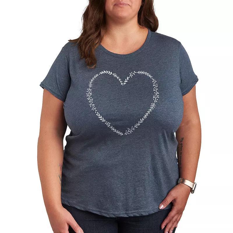 Plus Floral Heart Outline Graphic Tee, Womens Product Image