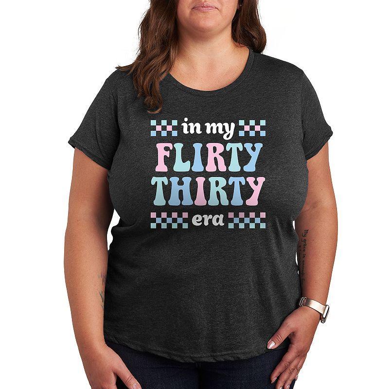 Plus In My Flirty Thirty Era Graphic Tee, Womens Heather Grey Product Image