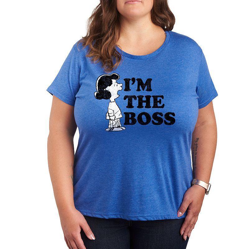 Plus Peanuts Lucy Im The Boss Graphic Tee, Womens Med Grey Product Image