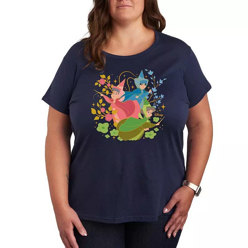 Disneys Sleeping Beauty Fairy Godmothers Plus Size Graphic Tee, Womens Product Image