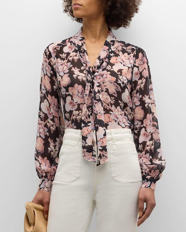 Kirstie Floral Tie-Neck Blouse Product Image