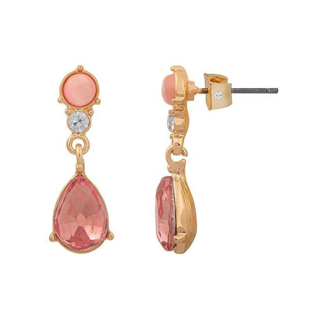 LC Lauren Conrad Gold Tone Simulated Crystal Teardrop Earrings, Womens Product Image