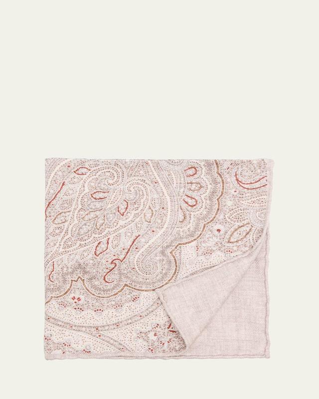 Men's Silk Paisley-Print Pocket Square Product Image