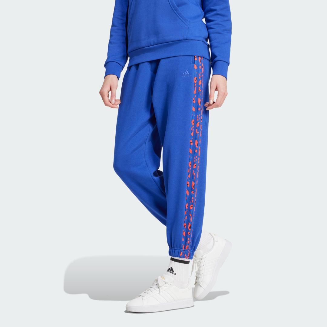 adidas Essentials 3-Stripes Animal-Print 7/8 Pants Semi Lucid Blue S Womens Product Image