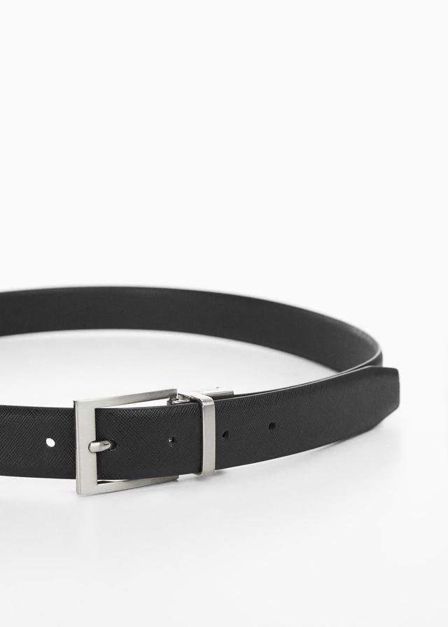 MANGO MAN - Saffiano leather belt blackMen Product Image