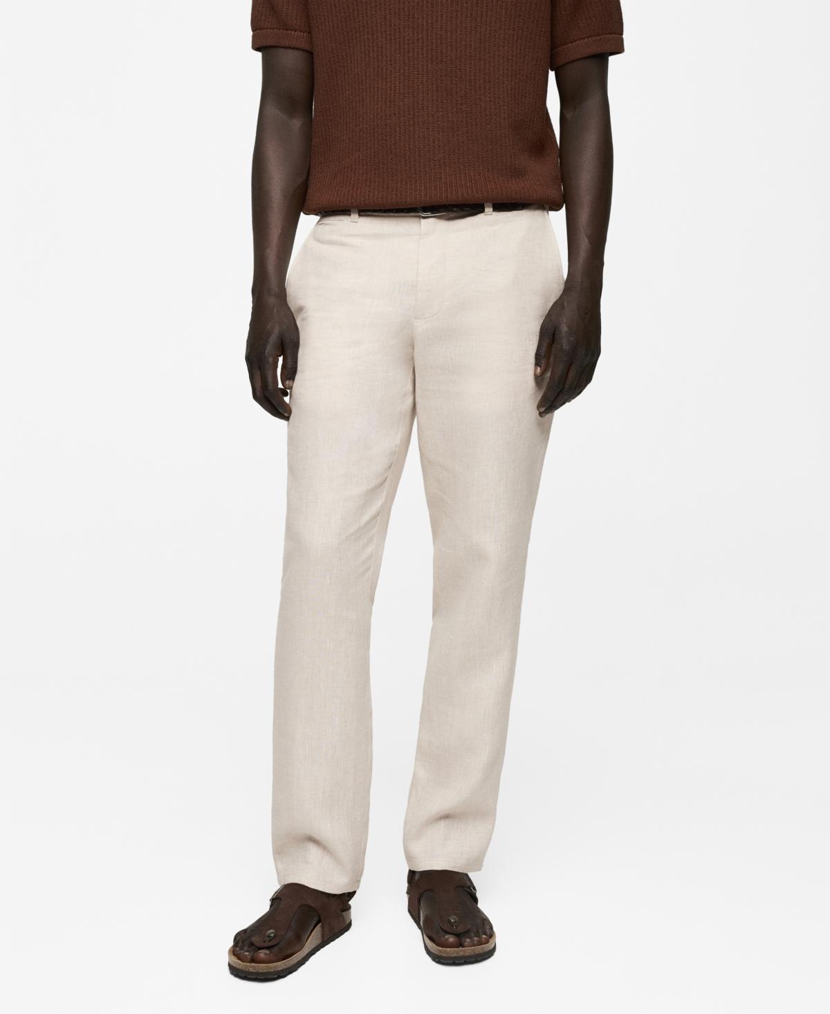 MANGO MAN - Slim-fit 100% linen pants whiteMen Product Image