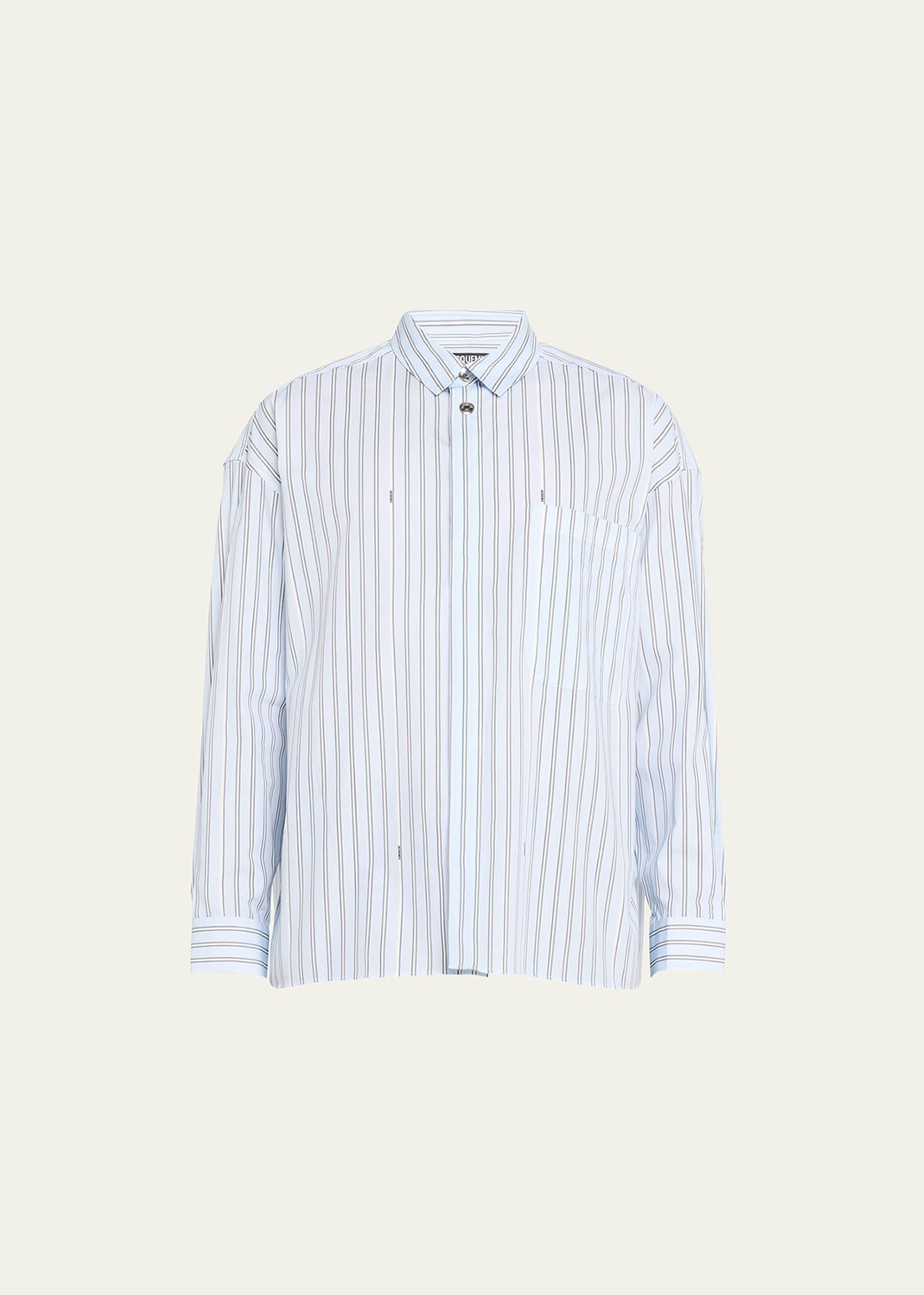 Mens Striped Cotton Dress Shirt Product Image