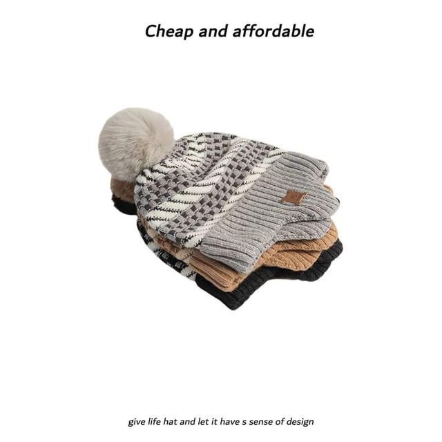 Pom Pom Knit Trapper Hat Product Image