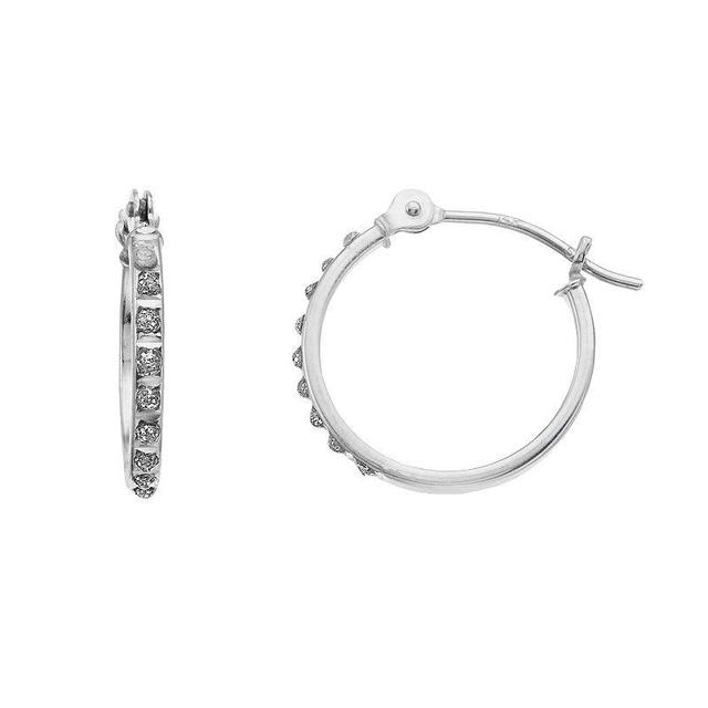 Diamond Fascination 14k White Gold Diamond Accent Hoop Earrings, Womens, 14k Gold Product Image