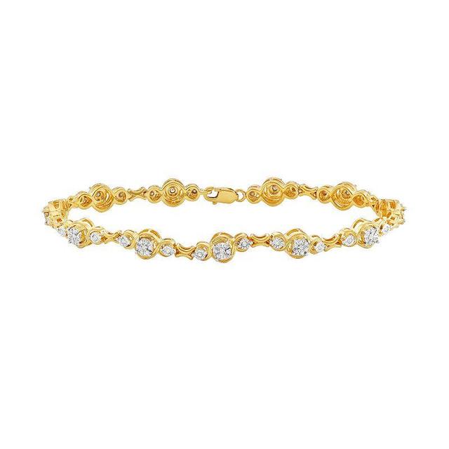 14k Gold Over Silver 1/2 Carat T.W. Diamond Bracelet, Womens, Gold Tone Product Image