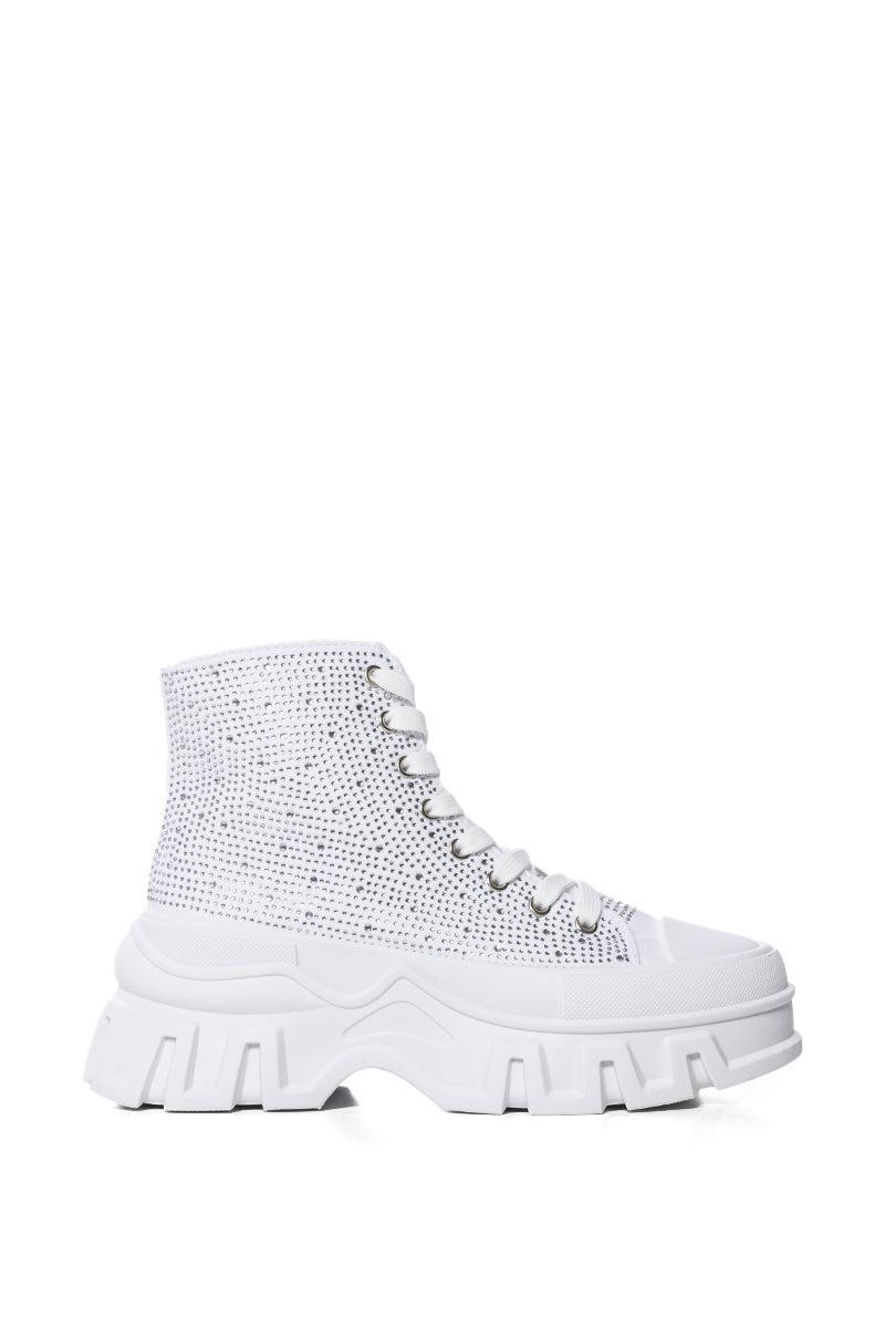 AZALEA WANG LIBBIE EMBELLISHED SNEAKER IN WHITE Product Image