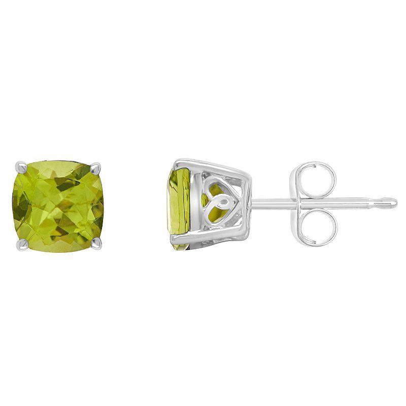 Alyson Layne 14k Gold Cushion Peridot Stud Earrings, Womens, 14k White Gold Product Image