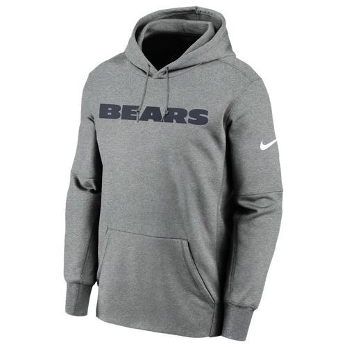 Mens Heathered Charcoal Chicago Bears Wordmark Therma Performance Pullover Hoodie Product Image