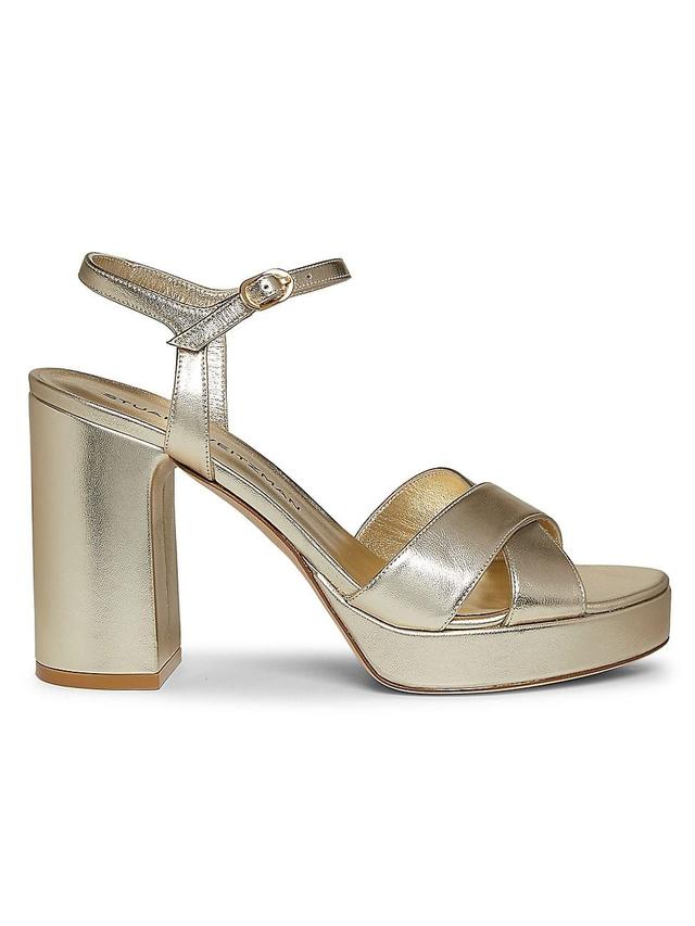 Womens Dayna 100MM Metallic Leather Platform Sandals Product Image