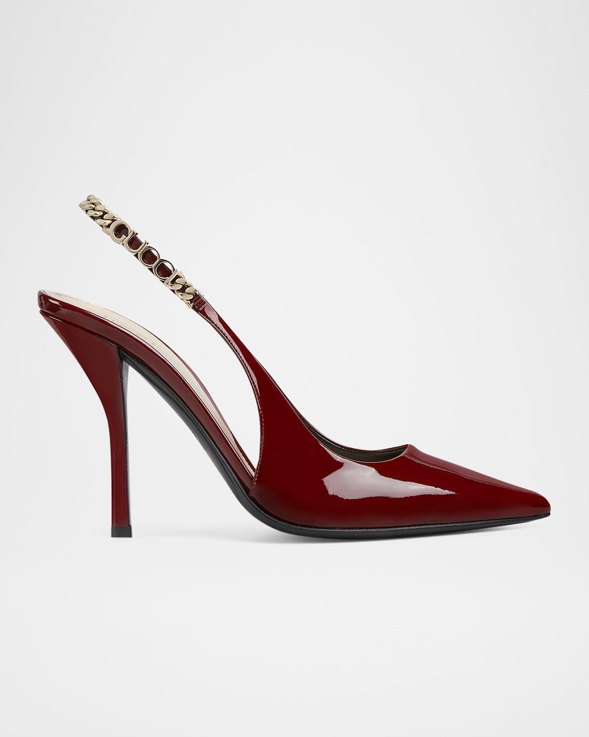 GUCCI Patent Leather Slingback Pumps In Red Product Image