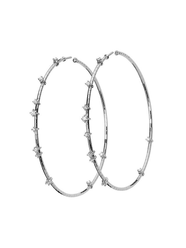 Womens Rugiada Diamanti 18K White Gold, Titanium, & Diamond Hoop Earrings/2.36 Product Image