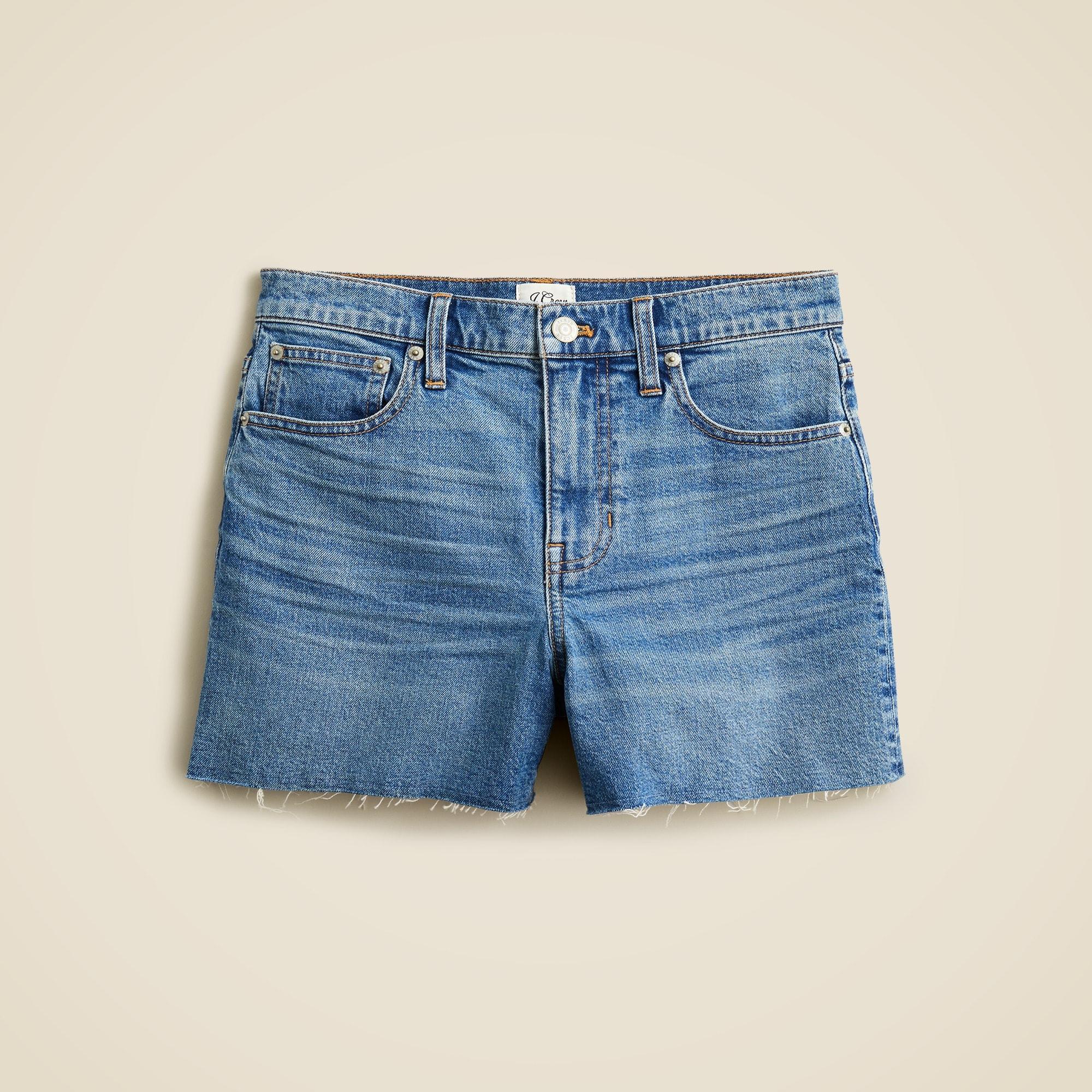 High-rise denim short in Juniper wash Product Image