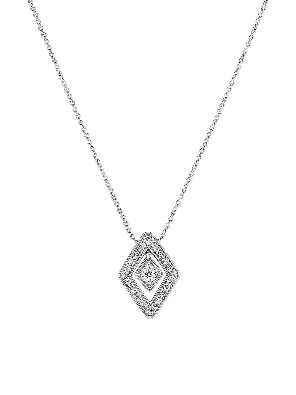 Womens Diamante 18K White Gold & 0.27 TCW Diamond Pendant Necklace Product Image