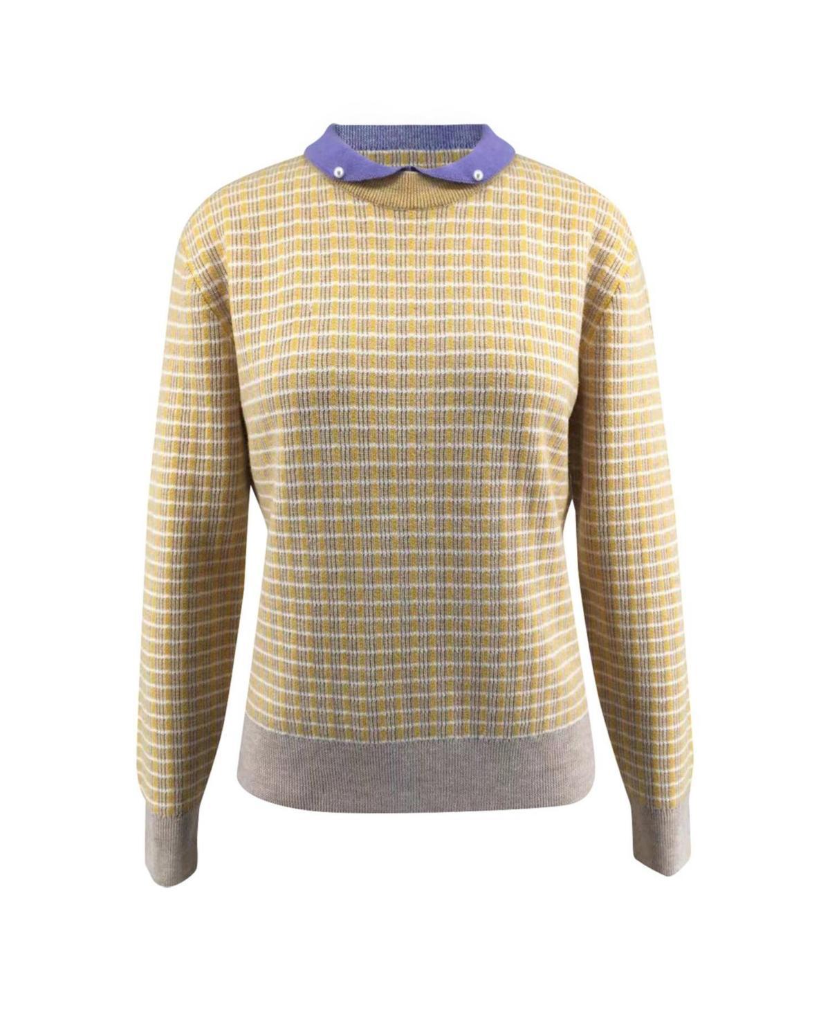 Bellemere Womens Merino Tweed Pullover With Pearl Polo Collar Sweater Product Image