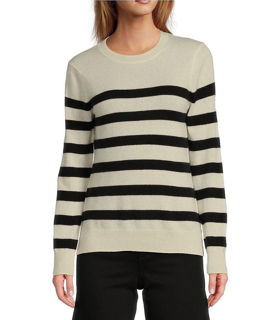 Antonio Melani Luxury Collection Cameron Cashmere Crew Neck Long Sleeve Striped Knit Sweater Product Image