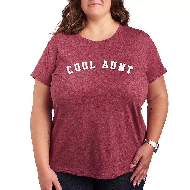 Plus Cool Aunt Graphic Tee, Womens Grey Blue Product Image