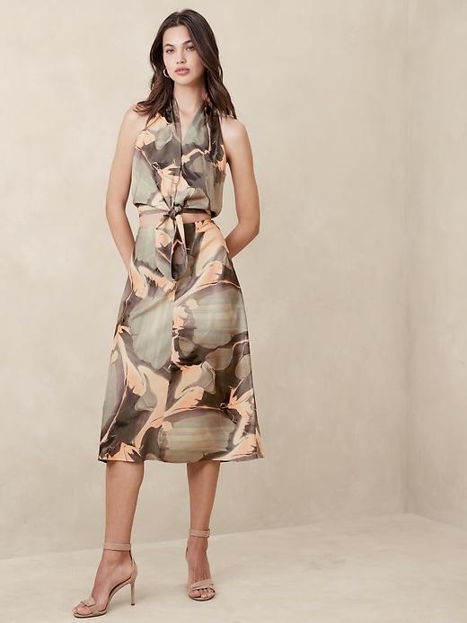 Silky Crepe Midi Slip Skirt Product Image