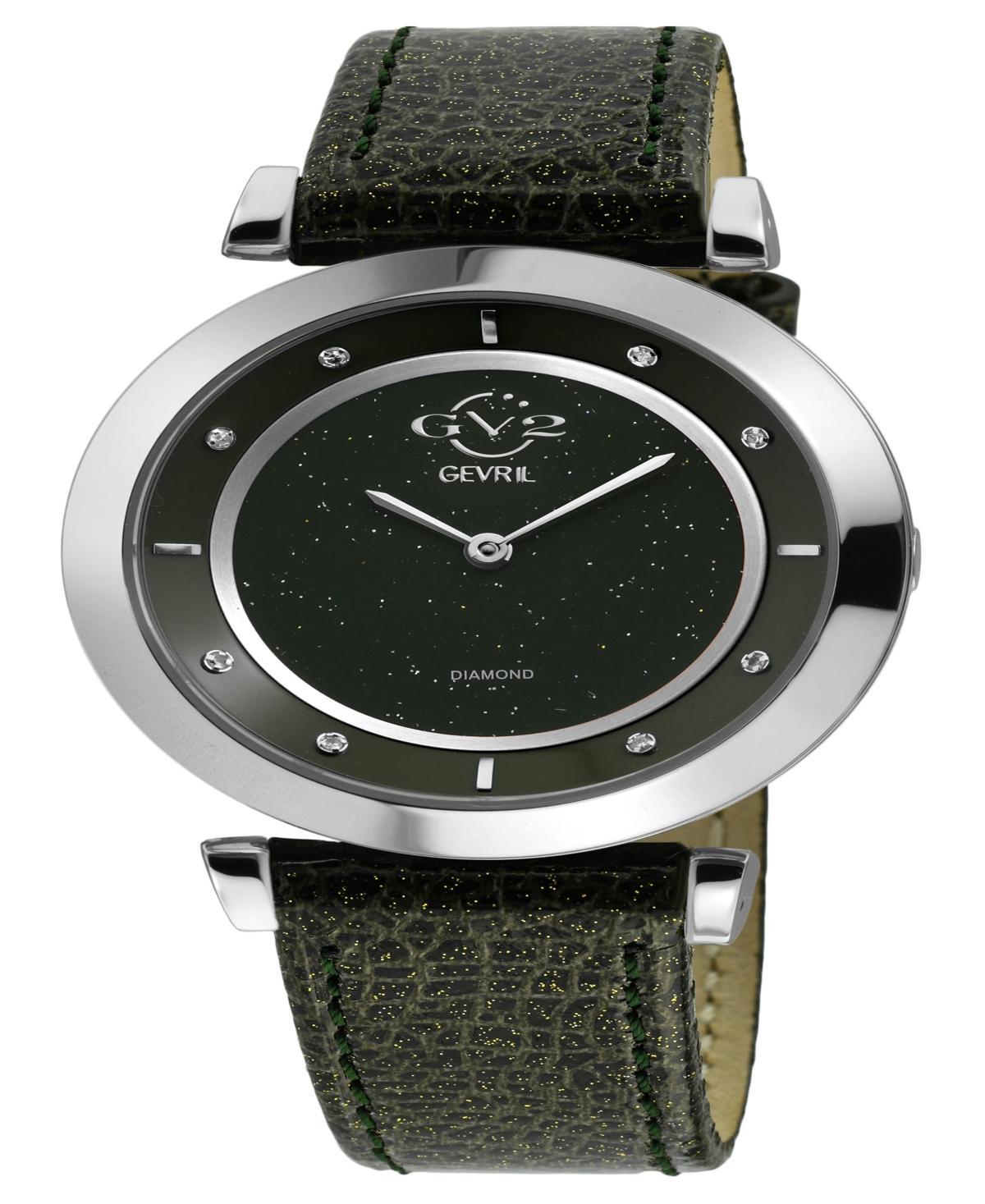 GV2 by Gevril Womens Lombardy Black Leather Watch 36mm Product Image