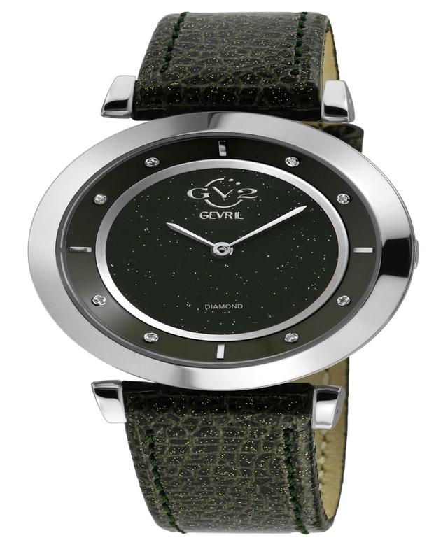 GV2 by Gevril Womens Lombardy Black Leather Watch 36mm Product Image