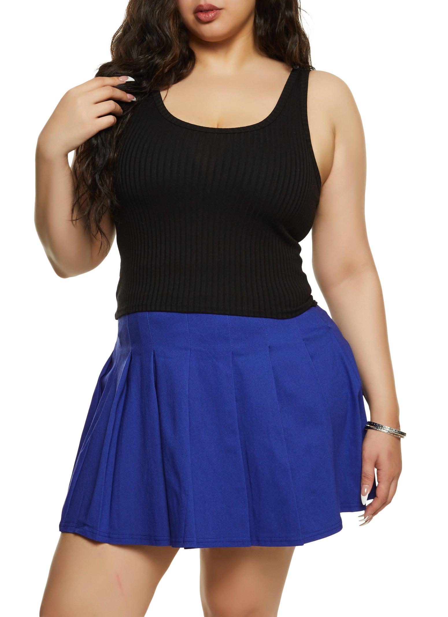 Womens Plus Size Pleated Mini Skirt Product Image