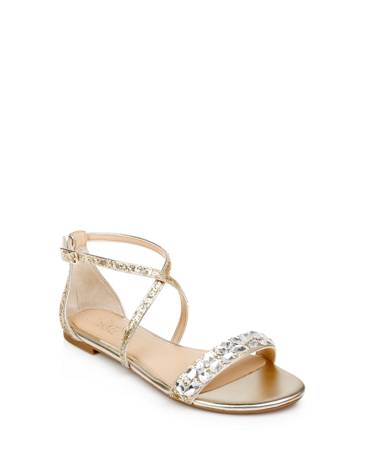 Jewel Badgley Mischka Women's Osome Embellished Flat Sandals - Smoke - Size 5.5  - female - Size: 5.5 Product Image