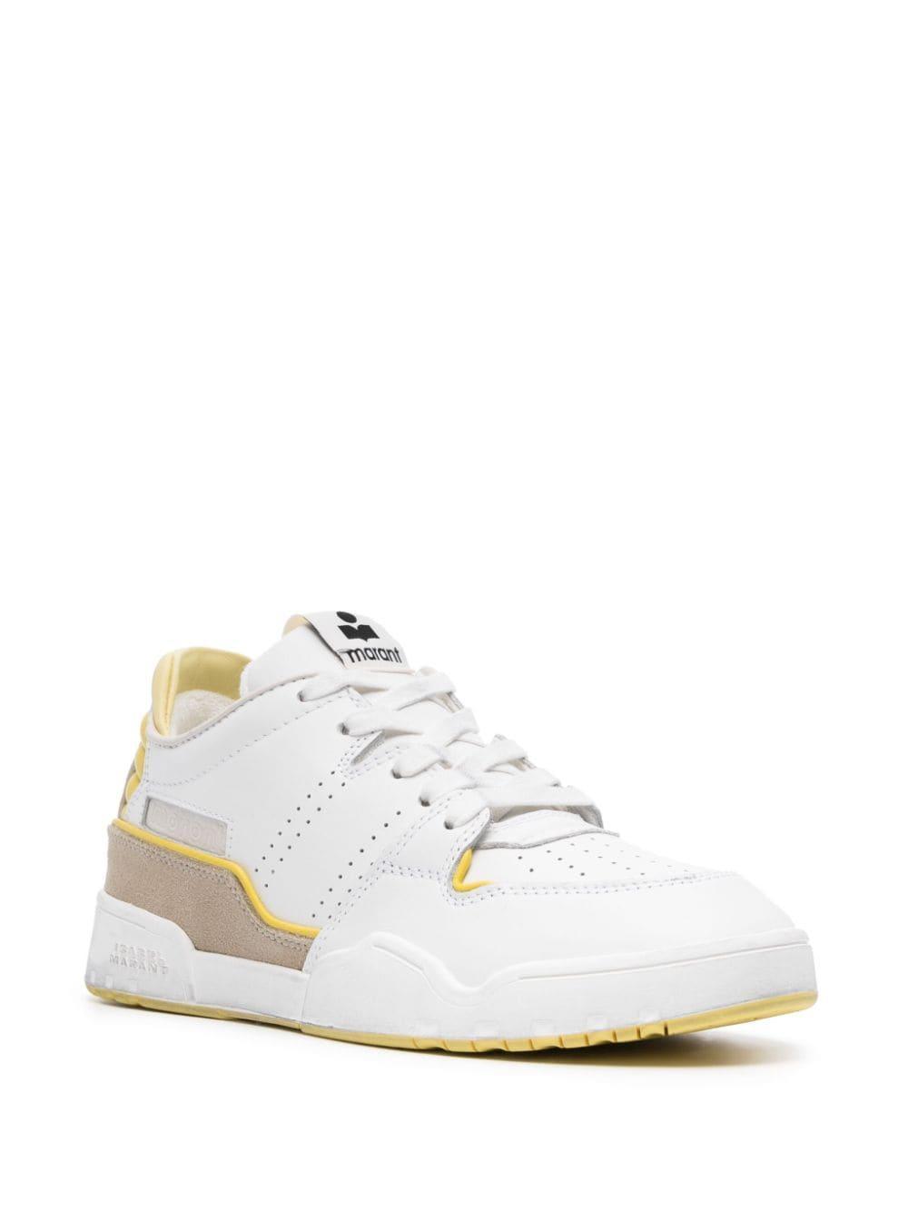 Emree Leather Sneakers In White,yellow Product Image