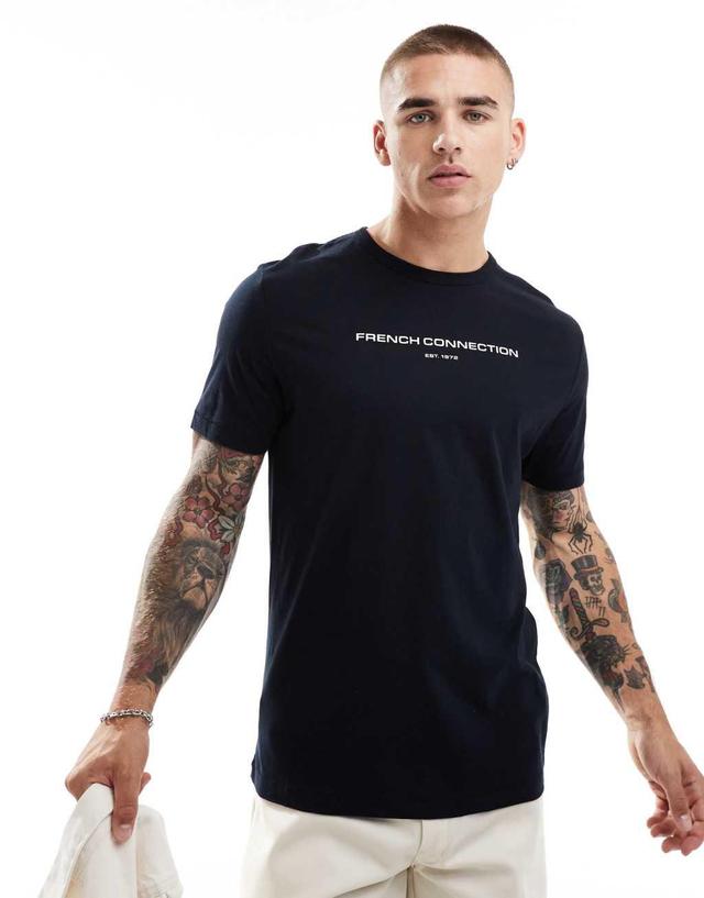 French Connection logo T-shirt in navy Product Image