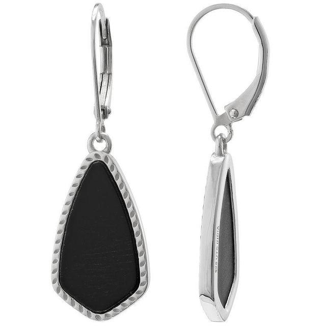 Gemistry Sterling Silver Black Onyx Oval Drop Earrings, Womens Product Image