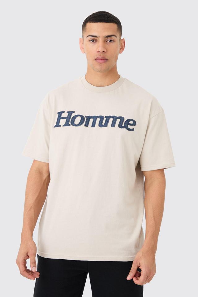 Oversized Homme Denim Applique T-shirt | boohooMAN USA Product Image