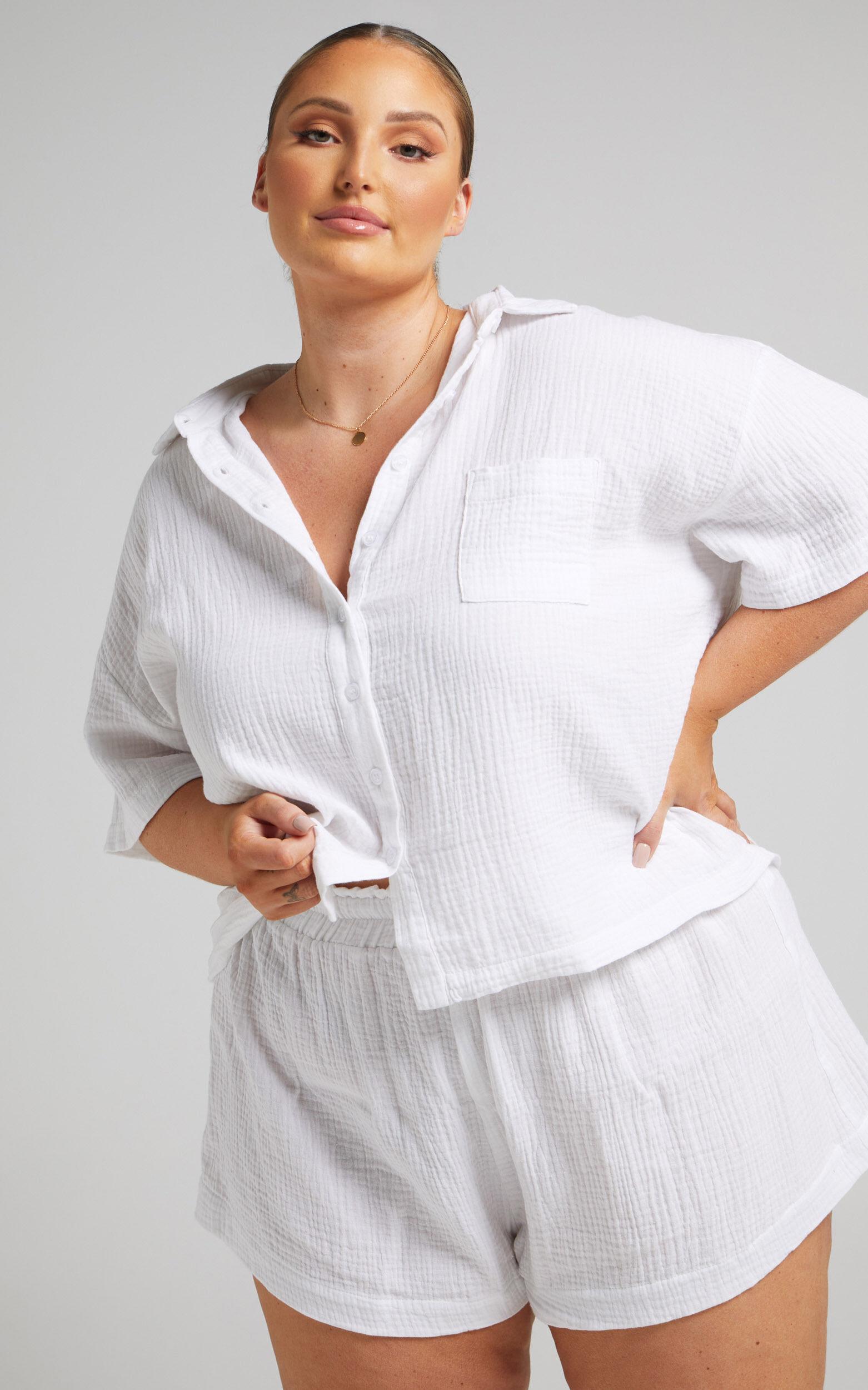 Donita Top - Button Up Shirt Top in White Product Image